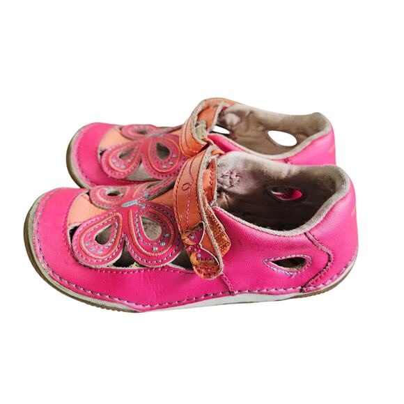 Stride Rite Girls 10M Baby Walker Shoe Pink Floral Butterfly Cutout Soft Motion - Picture 4 of 6